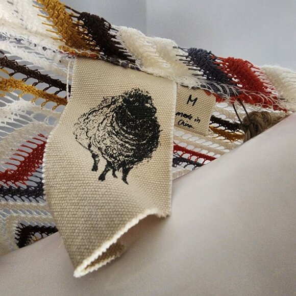 NWT BLACK SHEEP Red White Long Sleeve Fringe Knit Dress Womens Size M Medium - Picture 5 of 8